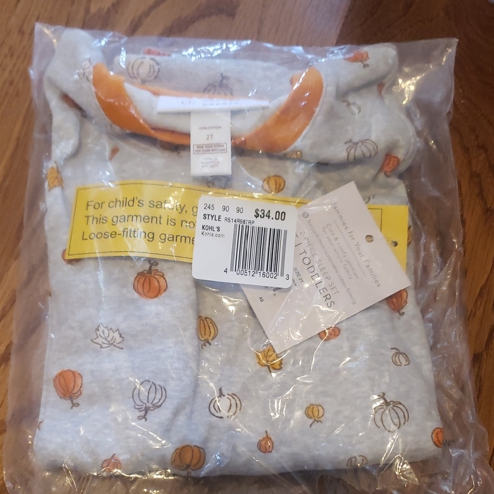Brand New LC Lauren Conrad Orange and Gray Pumpkin Pajamas